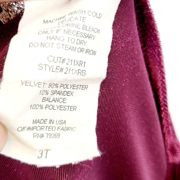 BISCOTTI Girls Wine Red Purple Floral Velvet Holiday Party Dress 3T Ribbon - Picture 11 of 12